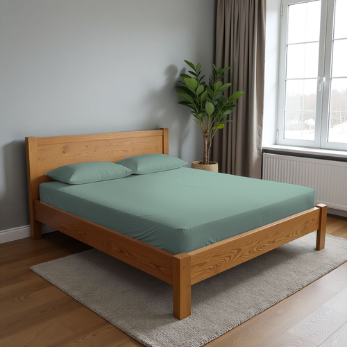 Простыня на резинке HOMECLUB 140х200см, поплин, Арт. HCP/SE1420/Зе, картинка