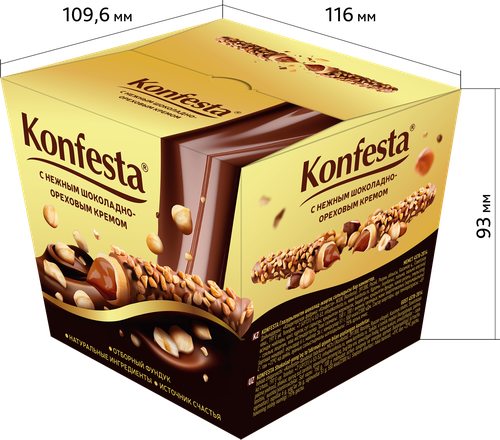 Конфеты KONFESTA с шоколадно-ореховым кремом, 150г, детальное фото