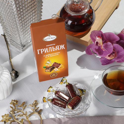 Конфеты Ф.КРУПСКОЙ Грильяж на основе арахиса с фундука, 146г, вид