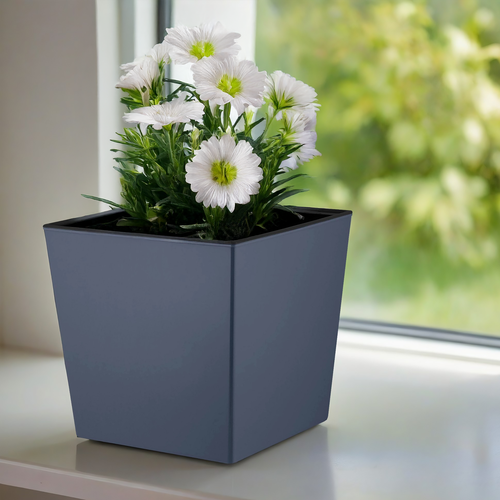 Горшок c дренажной вставкой INGREEN London Cube 25х25см 11.6л, цвет вулканический серый, Арт. IG780110026, вид