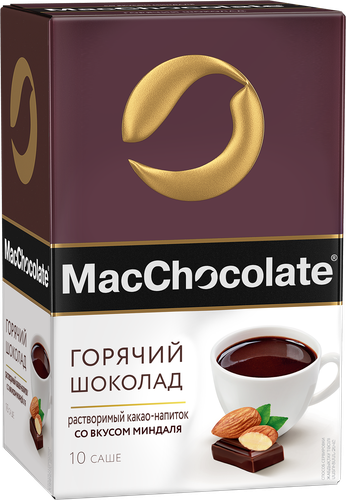 Горячий шоколад растворимый MACCHOCOLATE c ароматом миндаля, 10пак, детальное фото