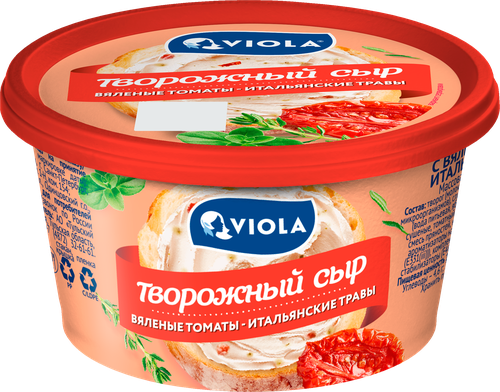 Сыр творожный VIOLA с вялеными томатами и итальянскими травами 64%, без змж, 140г, детальное фото