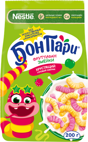 Готовый завтрак БОН ПАРИ Фруттифан Змейки, 200г, крупный план