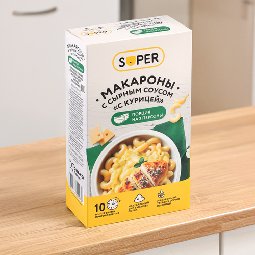 Макароны SUPER с сырным соусом С курицей, 143г, детальное фото