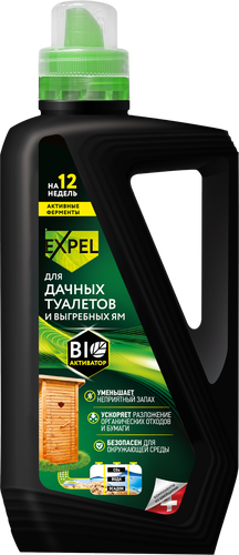 Биоактиватор для дачных туалетов и выгребных ям EXPEL 750мл жидкий, 840г, картинка