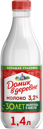 Молоко пастеризованное ДОМИК В ДЕРЕВНЕ 3,2%, без змж, 1440г, вид