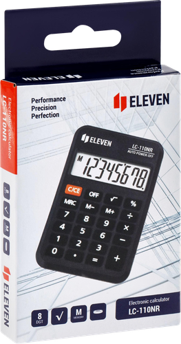 Калькулятор карманный ELEVEN LC-110NR, 8 разрядов, 5,8х8,8х1,1см, черный, крупный план