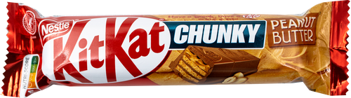 Вафли KITKAT Peanut butter Chunky с арахисовой пастой в молочном шоколаде, 42г, крупный план