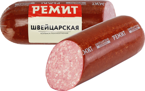 Колбаса полукопченая РЕМИТ Швейцарская, весовая, картинка