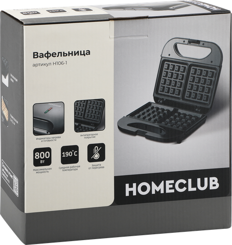 Вафельница HOMECLUB 800Вт, Арт. H106-1, крупный план