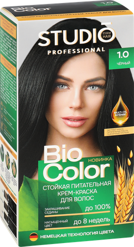 Краска для волос STUDIO Biocolor 1.0 Черный, 115мл, фото