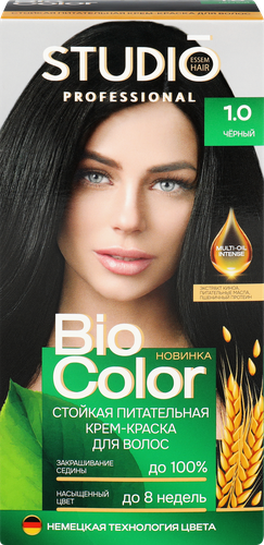 Краска для волос STUDIO Biocolor 1.0 Черный, 115мл, картинка