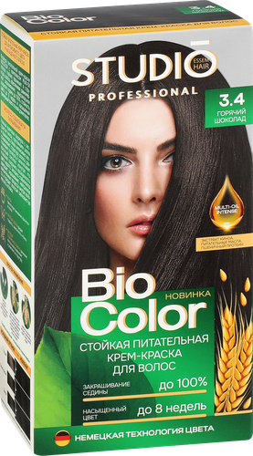 Краска для волос STUDIO Biocolor 3.4 Горячий шоколад, 115мл, вид