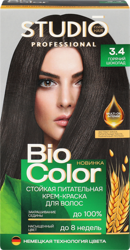 Краска для волос STUDIO Biocolor 3.4 Горячий шоколад, 115мл, вид