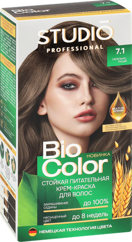 Краска для волос STUDIO Biocolor 7.1 Пепельно-русый, 115мл, детальное фото