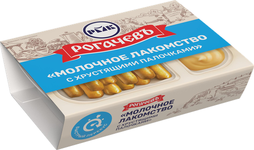 Молоко сгущенное РОГАЧЕВЪ Молочное лакомство, с хлебными палочками, 47г, вид