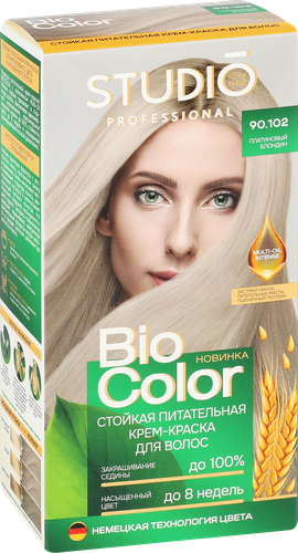 Краска для волос STUDIO Biocolor 90.102 Платиновый блондин, 115мл, крупный план