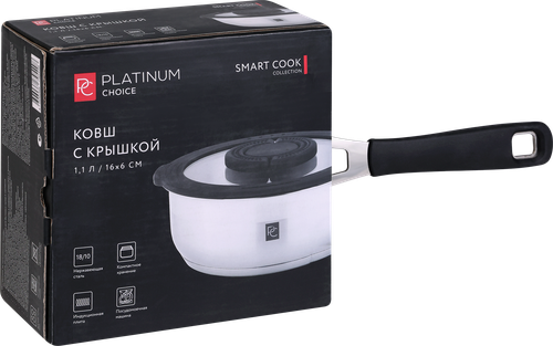 Ковш PLATINUM CHOICE Smart Cook, нержавеющая сталь, силикон, 1.1л, Арт. LF-SS1, изображение