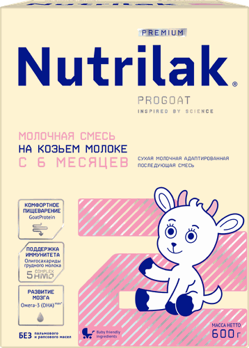 Смесь молочная NUTRILAK 2 Premium на козьем молоке, адаптированная, с 6 месяцев, 600г, картинка