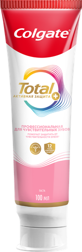 Зубная паста COLGATE Total Активная защита+Профессиональная для чувствительных зубов, 100мл, крупный план