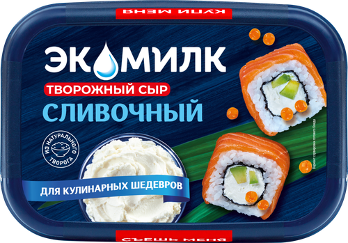 Сыр творожный ЭКОМИЛК 60%, без змж, 350г, крупный план