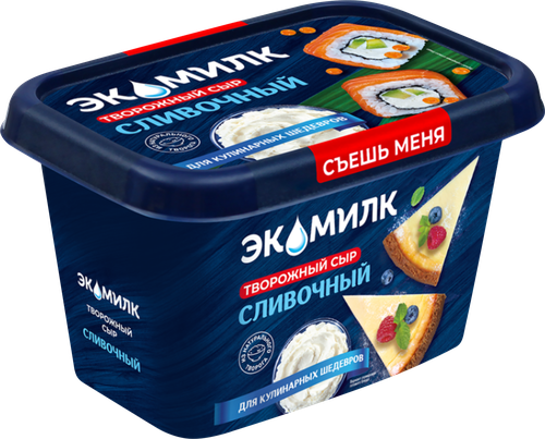 Сыр творожный ЭКОМИЛК 60%, без змж, 350г, вид