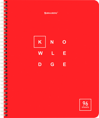 Тетрадь BRAUBERG Knowledge А5, 96 листов, на гребне, в клетку, обложка картон, Арт. 404421, вид