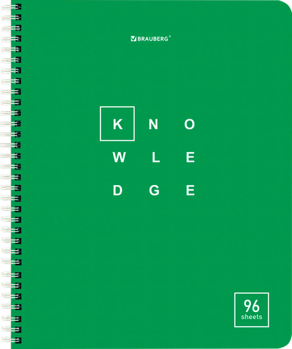 Тетрадь BRAUBERG Knowledge А5, 96 листов, на гребне, в клетку, обложка картон, Арт. 404421, изображение