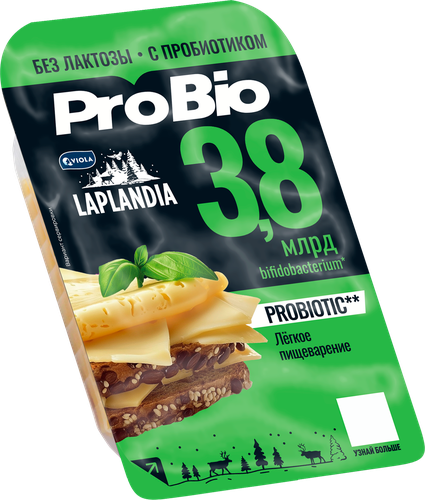 Сыр полутвердый LAPLANDIA ProBio+ с пробиотиком 45%, нарезка, без змж, 120г, картинка