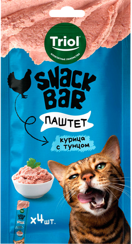 Лакомство для кошек SNACK BAR Паштет из курицы с тунцом, 40г, картинка