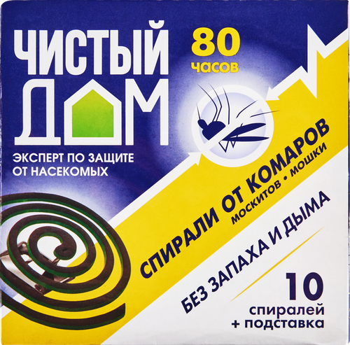 Спирали от комаров ЧИСТЫЙ ДОМ Бездымные без запаха, 10шт, детальное фото