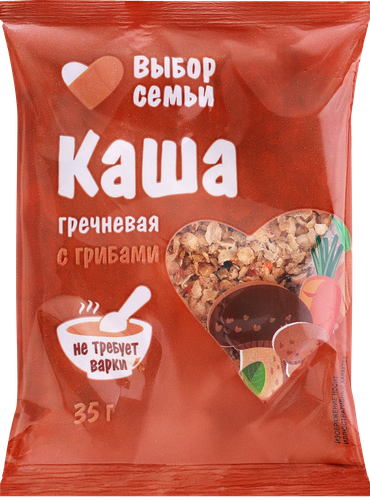 Каша гречневая ВЫБОР СЕМЬИ с грибами, 35г, вид