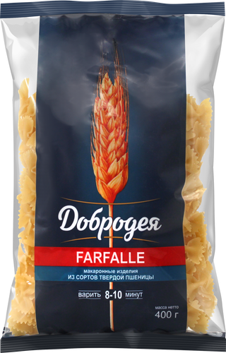 Макароны ДОБРОДЕЯ Farfalle группа А высший сорт, 400г, изображение