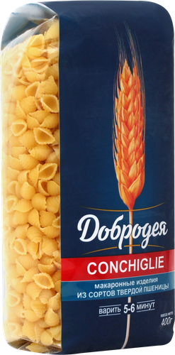 Макароны ДОБРОДЕЯ Conchiglie группа А высший сорт, 400г, детальное фото