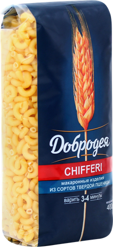 Макароны ДОБРОДЕЯ Chifferi группа А высший сорт, 400г, изображение