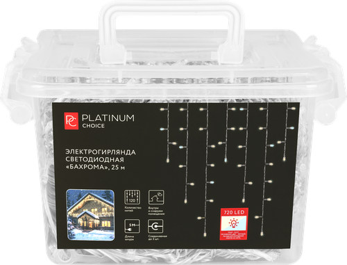 Электрогирлянда Platinum choice, Бахрома, 720 LED, теплый белый, 25м, фото