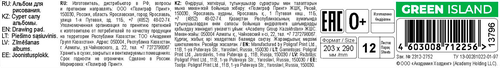 Альбом для рисования GREEN ISLAND 12 листов, на скрепке, в ассортименте, крупный план
