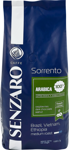 Кофе зерновой SENZARO Sorrento, 1кг, крупный план