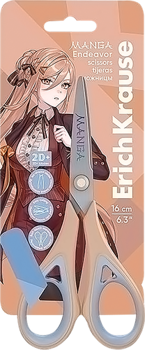 Ножницы ERICHKRAUSE Endeavor Manga, 16см, в ассортименте, крупный план