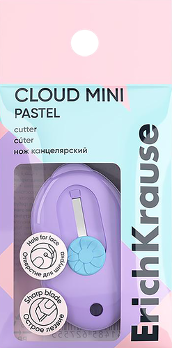 Нож канцелярский ERICHKRAUSE Cloud Mini Pastel, мини формат, в ассортименте, фото