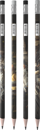 Набор чернографитных карандашей ERICHKRAUSE Big City Cats, трехгранные, с ластиком, НВ, 4шт, детальное фото