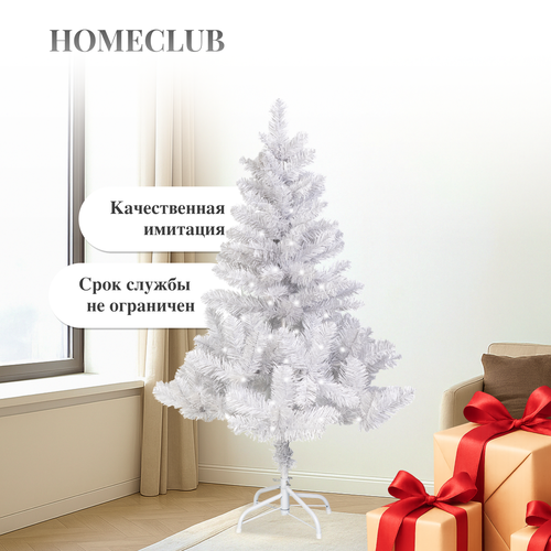 Ель искусственная HOMECLUB Alaska белая, h=120см, d=76см, 159 веток, ПВХ, металлическая подставка+RC:RC[4], крупный план