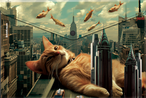 Папка-конверт ERICHKRAUSE Big City Cats, на кнопке, пластиковая, A4, в ассортименте, изображение