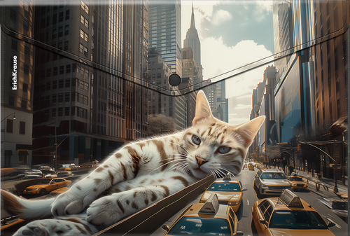 Папка-конверт ERICHKRAUSE Big City Cats, на кнопке, пластиковая, A4, в ассортименте, фотография