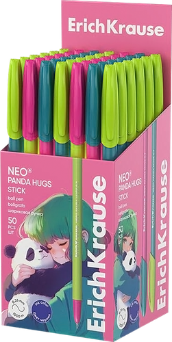 Ручка шариковая ERICHKRAUSE Neo Stick Panda Hugs 0.7, Super Glide Technology, синий, фотография