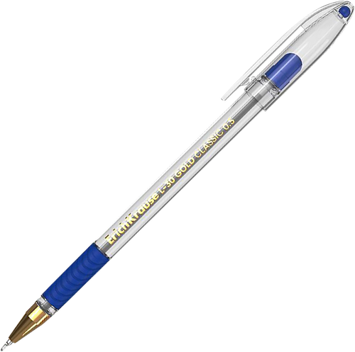 Ручка шариковая ERICHKRAUSE L-30 Gold Stick Grip Classic 0.5, синий, крупный план