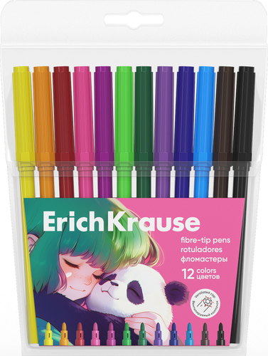 Фломастеры ERICHKRAUSE Panda Hugs, 12 цветов, вид