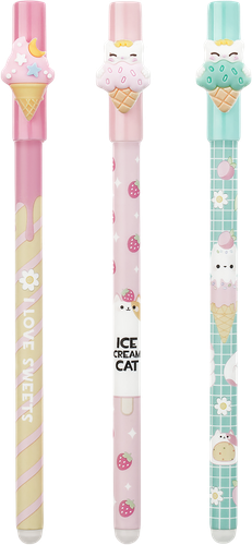 Ручка гелевая MESHU Grace cats, стираемая, синий, 0,5мм, с топпером, в ассортименте, фото