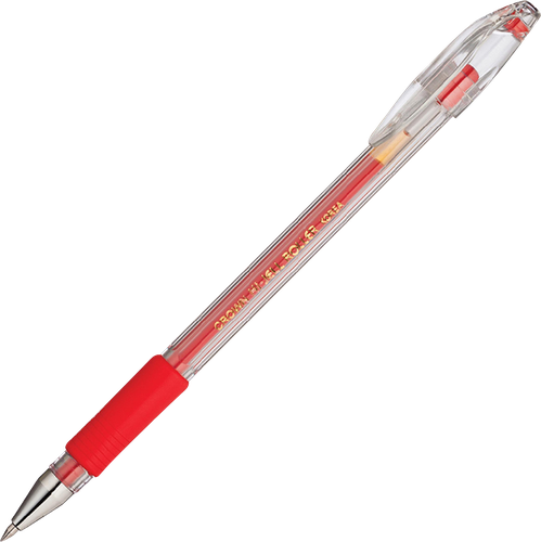 Ручка гелевая CROWN Hi-Jell Grip, красный, 0,5мм, грип, фотография