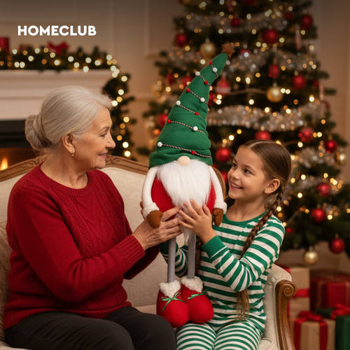 Фигура новогодняя HOMECLUB Гном в колпаке, 86–105см, телескопические ноги, фотография